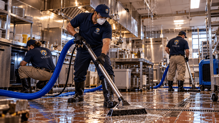 Verus technicians during commercial damage restoration at a North Metro Atlanta property