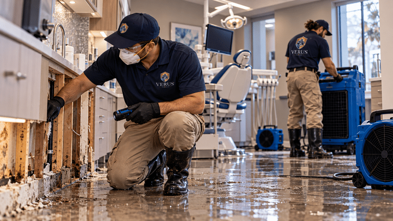 Equipment and documentation from a Verus commercial damage restoration job