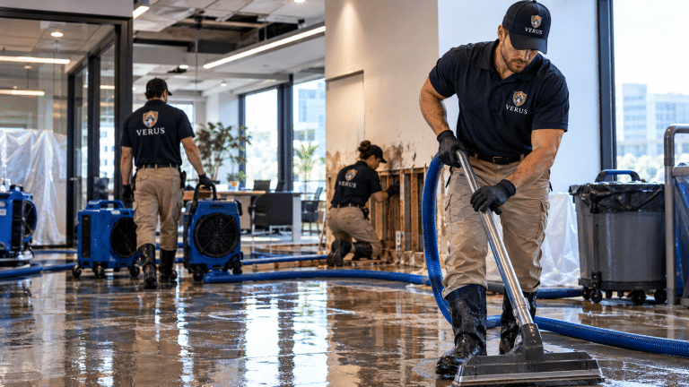 Commercial damage restoration in metro Atlanta: a Verus crew on site