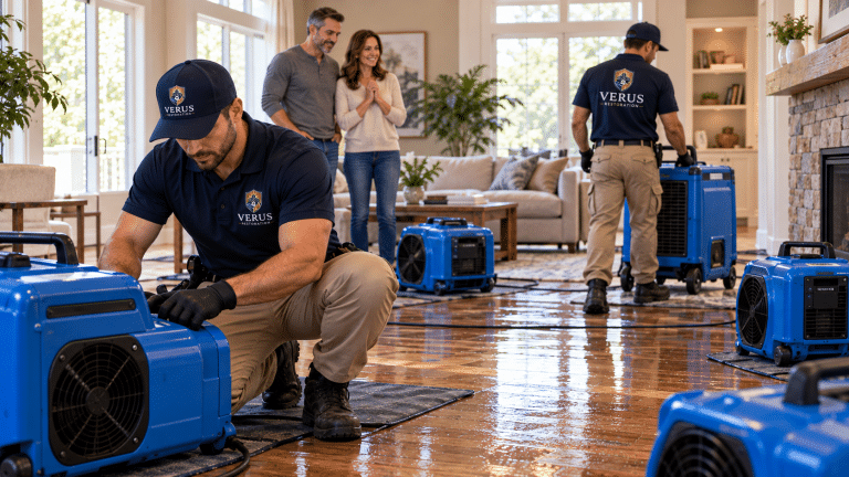 Verus technicians during structural drying at a North Metro Atlanta property