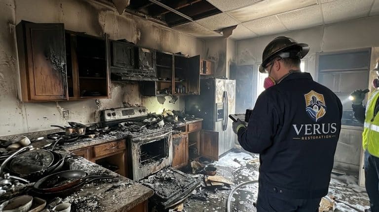 Verus technicians during smoke damage restoration at a North Metro Atlanta property