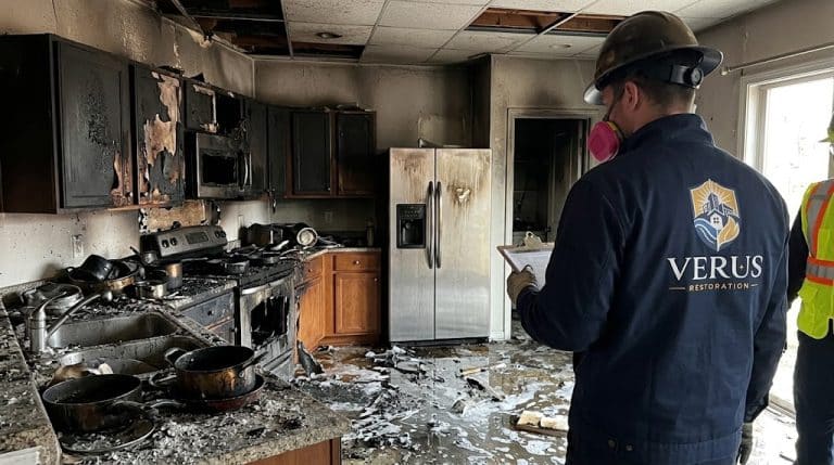 Verus technicians during fire & smoke damage restoration at a North Metro Atlanta property