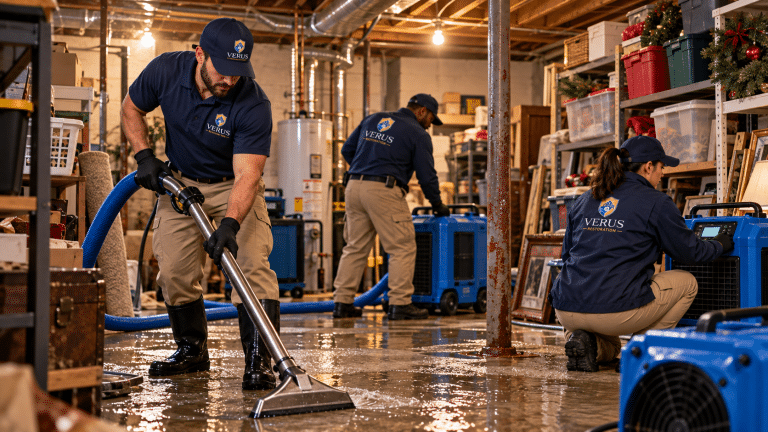 Basement flooding in metro Atlanta: a Verus crew on site