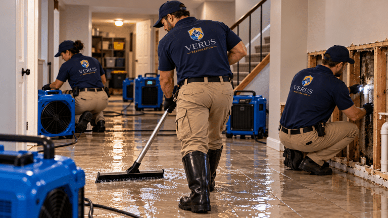 Equipment and documentation from a Verus basement flooding job