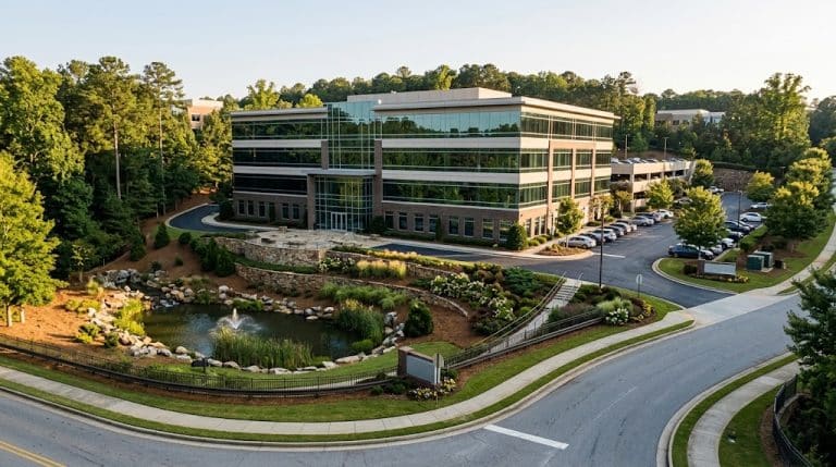 A residential street in Alpharetta, GA served by Verus Restoration