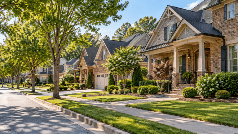 A residential street in Lawrenceville, GA served by Verus Restoration