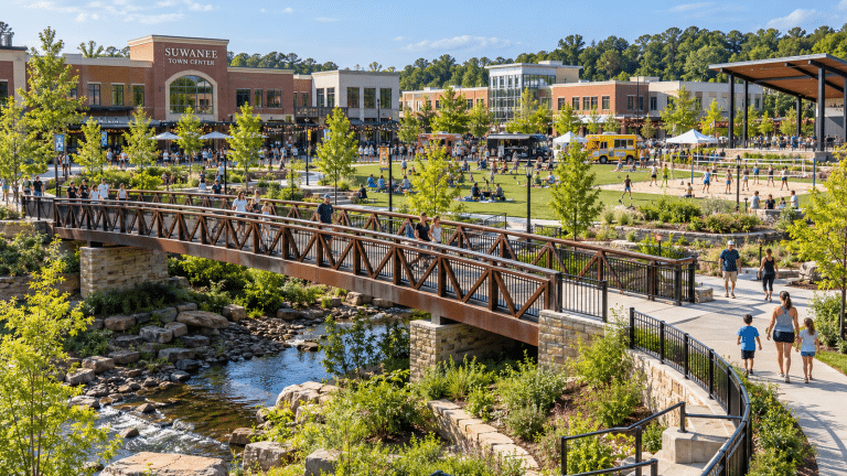 A residential street in Suwanee, GA served by Verus Restoration