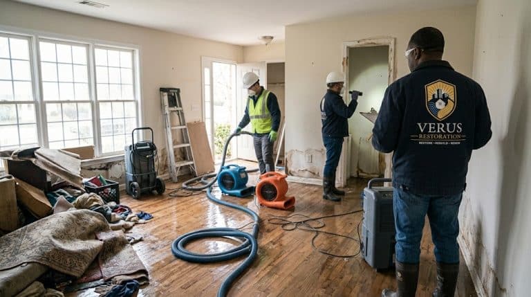 Equipment and documentation from a Verus storm damage restoration job