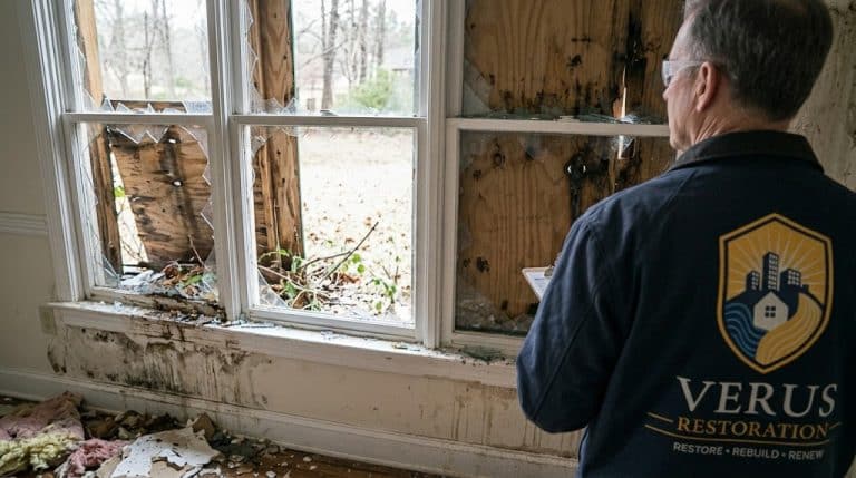 Storm damage restoration in metro Atlanta: a Verus crew on site