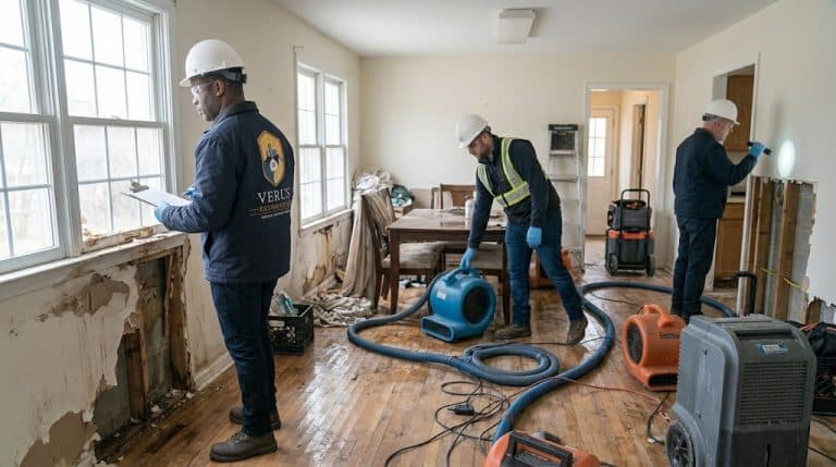 Drying a room after frozen pipes leaked